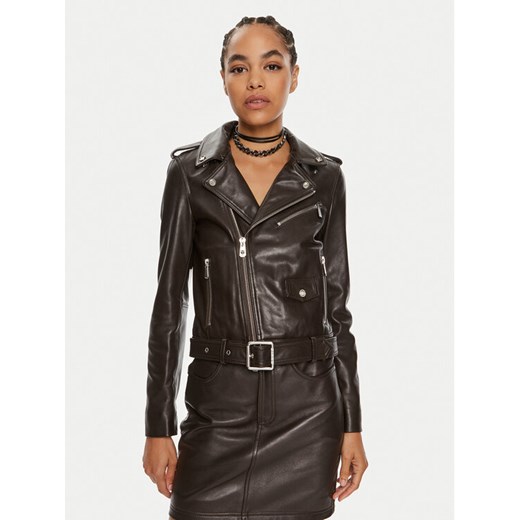 Pinko Kurtka skórzana Costa Rica 103897 A21L Brązowy Regular Fit ze sklepu MODIVO w kategorii Kurtki damskie - zdjęcie 182666305