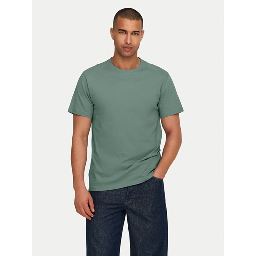 Only & Sons T-Shirt 22025208 Zielony Regular Fit ze sklepu MODIVO w kategorii T-shirty męskie - zdjęcie 182666319