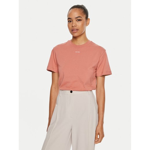 Calvin Klein T-Shirt Nano Logo K20K207519 Różowy Regular Fit ze sklepu MODIVO w kategorii Bluzki damskie - zdjęcie 182666335