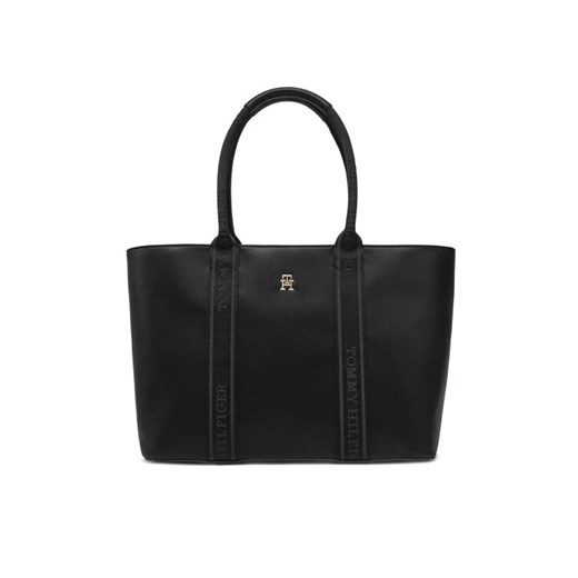 Tommy Hilfiger Torebka Th Logotape Tote AW0AW17198 Czarny ze sklepu MODIVO w kategorii Torebki damskie - zdjęcie 182666376