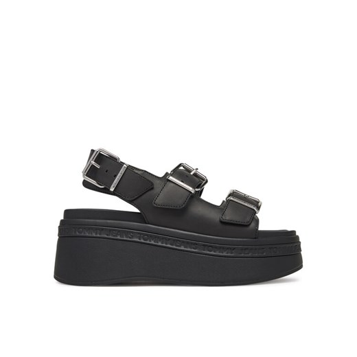 Tommy Jeans Sandały Tjw Wedge Sandal EN0EN02774 Czarny ze sklepu MODIVO w kategorii Sandały damskie - zdjęcie 182666438