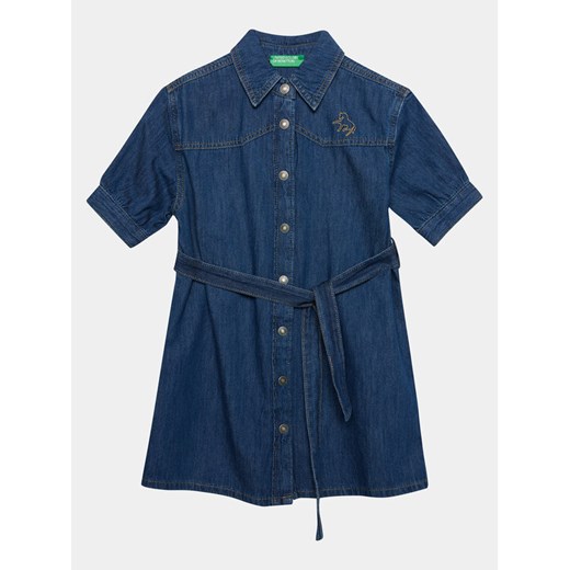 United Colors Of Benetton Sukienka jeansowa 4AD6CV025 Niebieski Regular Fit ze sklepu MODIVO w kategorii Sukienki dziewczęce - zdjęcie 182666555
