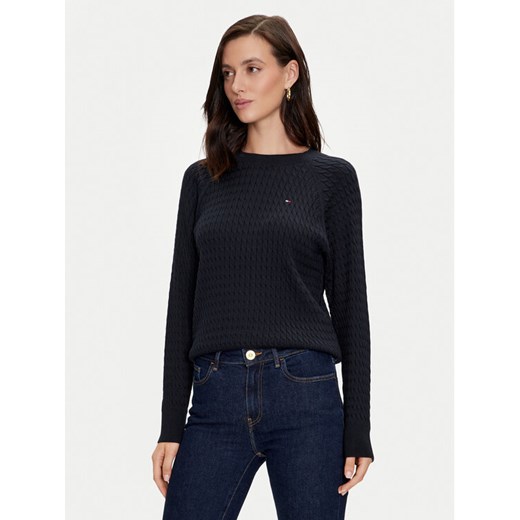 Tommy Hilfiger Sweter WW0WW41142 Granatowy Regular Fit ze sklepu MODIVO w kategorii Swetry damskie - zdjęcie 182666585