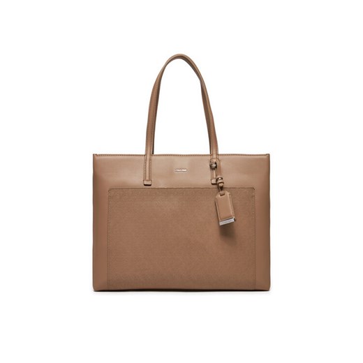 Calvin Klein Torebka Ck Must Medium Shopper_Mono K60K612774 Beżowy ze sklepu MODIVO w kategorii Torby Shopper bag - zdjęcie 182666668
