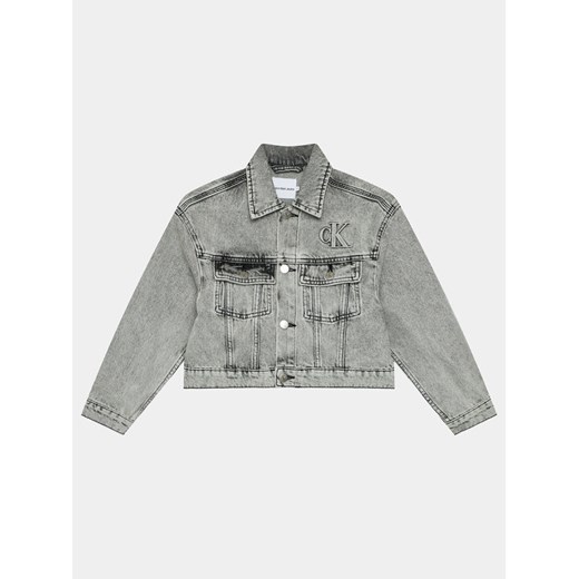 Calvin Klein Jeans Kurtka jeansowa IG0IG02279 Szary Relaxed Fit ze sklepu MODIVO w kategorii Kurtki dziewczęce - zdjęcie 182666757