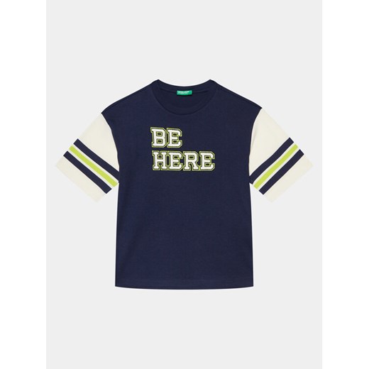 United Colors Of Benetton T-Shirt 3096C10HD Granatowy Oversize ze sklepu MODIVO w kategorii T-shirty chłopięce - zdjęcie 182666825