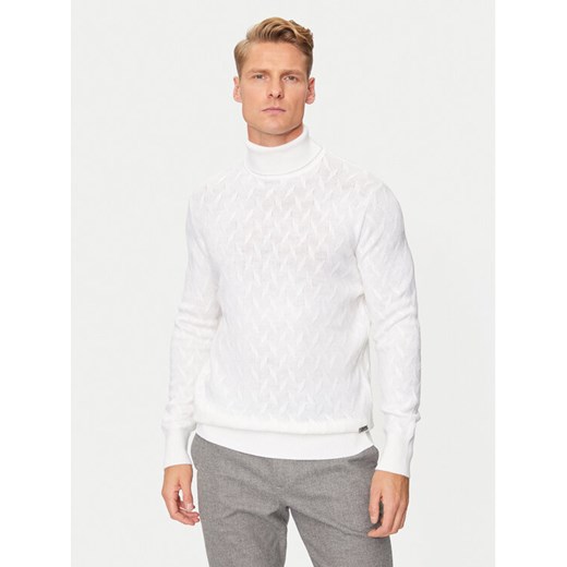 KARL LAGERFELD Golf 655020 544399 Biały Regular Fit ze sklepu MODIVO w kategorii Swetry męskie - zdjęcie 182666839
