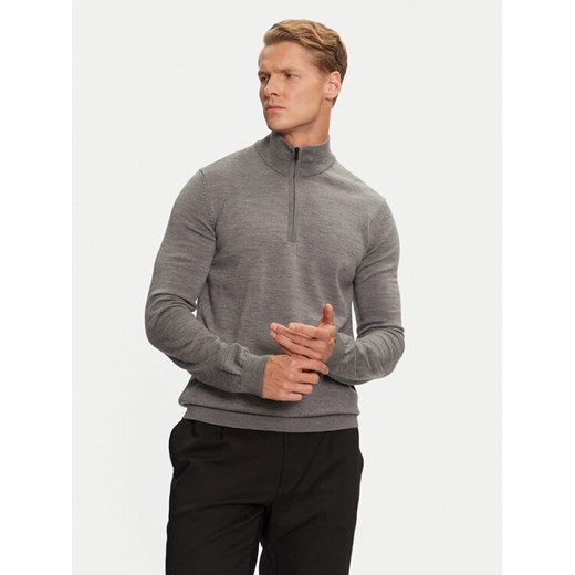 Hugo Sweter San Quirin-M 50474175 Szary Regular Fit ze sklepu MODIVO w kategorii Swetry męskie - zdjęcie 182666897