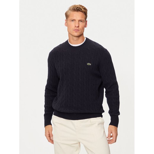 Lacoste Sweter AH2924 Granatowy Regular Fit ze sklepu MODIVO w kategorii Swetry męskie - zdjęcie 182666945