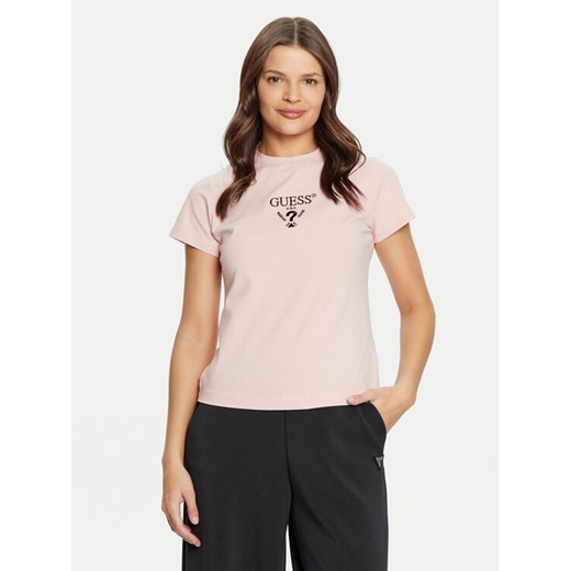 Guess T-Shirt V4YI21 KCDH1 Różowy Slim Fit ze sklepu MODIVO w kategorii Bluzki damskie - zdjęcie 182667149