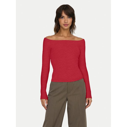 ONLY Bluzka Glamour 15339763 Czerwony Slim Fit ze sklepu MODIVO w kategorii Bluzki damskie - zdjęcie 182667289