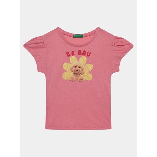 United Colors Of Benetton T-Shirt 3I1XG10DR Różowy Regular Fit ze sklepu MODIVO w kategorii Bluzki dziewczęce - zdjęcie 182667505