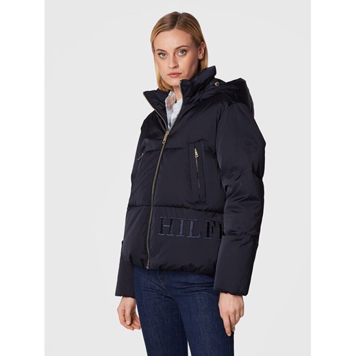 Tommy Hilfiger Kurtka puchowa Sateen WW0WW36062 Granatowy Regular Fit ze sklepu MODIVO w kategorii Kurtki damskie - zdjęcie 182667625