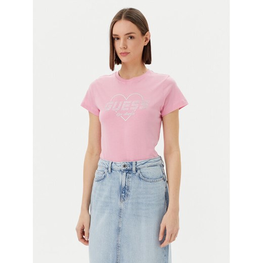 Guess T-Shirt V5GI10 K9RM1 Różowy Regular Fit ze sklepu MODIVO w kategorii Bluzki damskie - zdjęcie 182667709