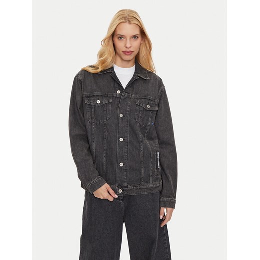 Karl Lagerfeld Jeans Kurtka jeansowa 246J1401 Szary Relaxed Fit ze sklepu MODIVO w kategorii Kurtki damskie - zdjęcie 182667725