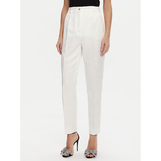 Dolce&Gabbana Spodnie materiałowe FTAM2T FJTBV Biały Regular Fit ze sklepu MODIVO w kategorii Spodnie damskie - zdjęcie 182667766