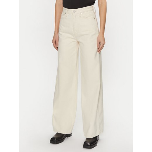 Calvin Klein Jeansy K20K208018 Écru Wide Leg ze sklepu MODIVO w kategorii Jeansy damskie - zdjęcie 182667818