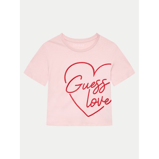 Guess T-Shirt J4YI06 K8HM4 Różowy Boxy Fit ze sklepu MODIVO w kategorii Bluzki dziewczęce - zdjęcie 182668096