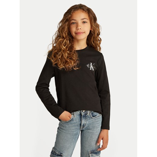 Calvin Klein Jeans Bluzka IU0IU00677 Czarny Regular Fit ze sklepu MODIVO w kategorii Bluzki dziewczęce - zdjęcie 182668339