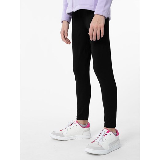 4F Legginsy 4FJAW23TTIGF093 Czarny Slim Fit ze sklepu MODIVO w kategorii Spodnie dziewczęce - zdjęcie 182668418