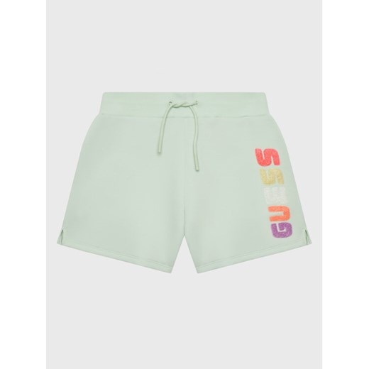 Guess Szorty sportowe J3GD21 FL04P Zielony Relaxed Fit ze sklepu MODIVO w kategorii Spodenki dziewczęce - zdjęcie 182668648