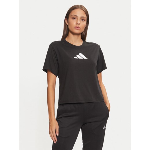 adidas Koszulka techniczna Train Essentials Big Logo JG8614 Czarny Regular Fit ze sklepu MODIVO w kategorii Bluzki damskie - zdjęcie 182668829