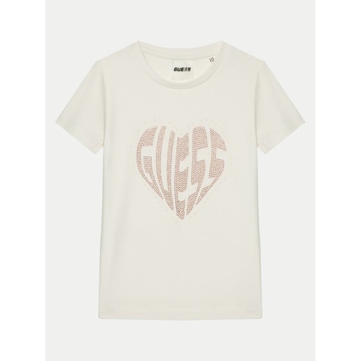 Guess T-Shirt J5RI46 J1314 Écru Regular Fit ze sklepu MODIVO w kategorii Bluzki dziewczęce - zdjęcie 182669007