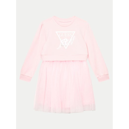 Guess Sukienka codzienna K4YK09 KB8R0 Różowy Regular Fit ze sklepu MODIVO w kategorii Sukienki dziewczęce - zdjęcie 182669035