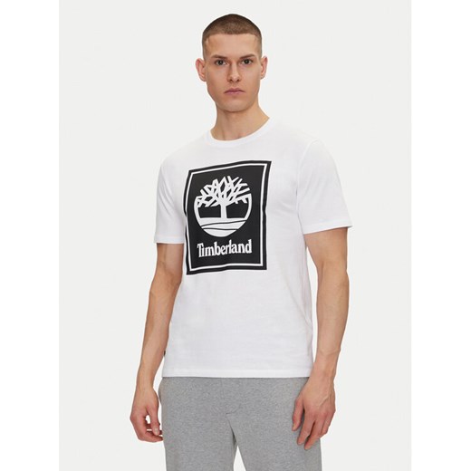 Timberland T-Shirt TB0A5WQQ Biały Regular Fit ze sklepu MODIVO w kategorii T-shirty męskie - zdjęcie 182669078