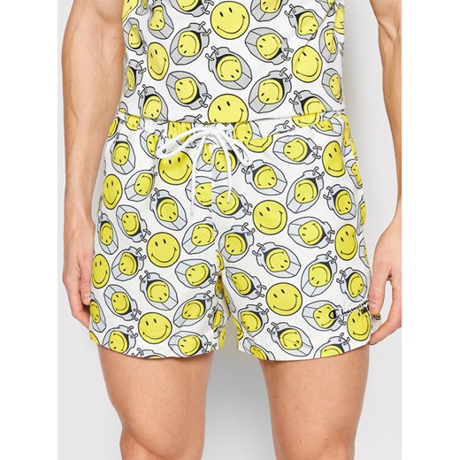 Champion Szorty kąpielowe SMILEY Poly 218224 Biały Regular Fit ze sklepu MODIVO w kategorii Kąpielówki - zdjęcie 182669765