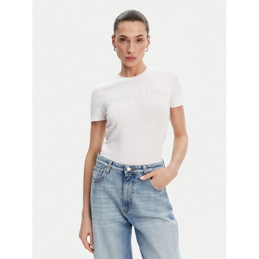 Fracomina T-Shirt FP25ST3011J449N5 Biały Slim Fit ze sklepu MODIVO w kategorii Bluzki damskie - zdjęcie 182669818