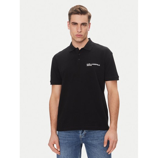 KARL LAGERFELD Polo A2M17094 Czarny Regular Fit ze sklepu MODIVO w kategorii T-shirty męskie - zdjęcie 182669946