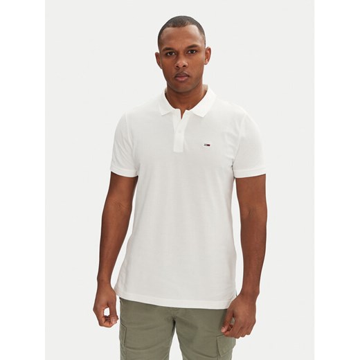 Tommy Jeans Polo DM0DM20676 Biały Slim Fit ze sklepu MODIVO w kategorii T-shirty męskie - zdjęcie 182670067