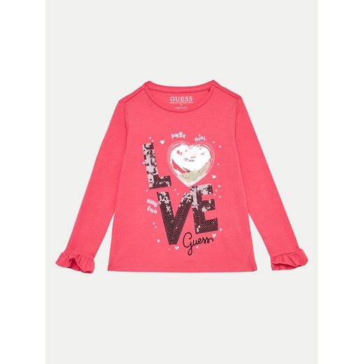 Guess Bluzka K4BI11 J1314 Różowy Regular Fit ze sklepu MODIVO w kategorii Bluzki dziewczęce - zdjęcie 182670088