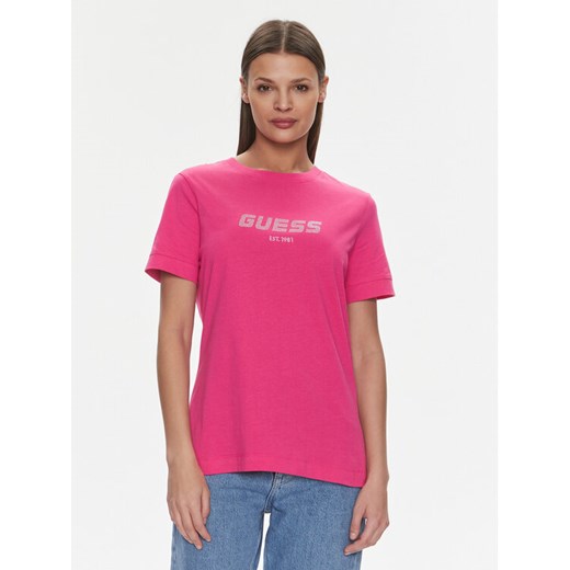 Guess T-Shirt Eleanora V4RI10 K8HM4 Różowy Regular Fit ze sklepu MODIVO w kategorii Bluzki damskie - zdjęcie 182670136