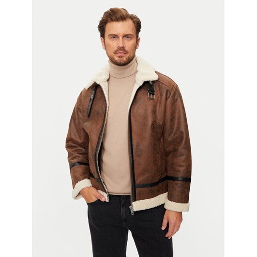 Lindbergh Kurtka z imitacji skóry 30-301124 Brązowy Regular Fit ze sklepu MODIVO w kategorii Kurtki męskie - zdjęcie 182670308