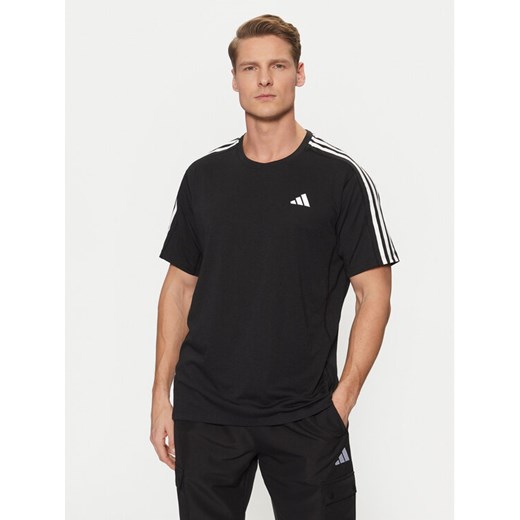 adidas Koszulka techniczna Own the Run 3-Stripes IQ3834 Czarny Regular Fit ze sklepu MODIVO w kategorii T-shirty męskie - zdjęcie 182670415