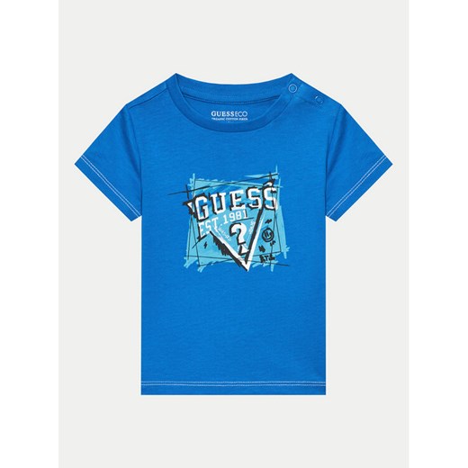 Guess T-Shirt N4YI00 K8HM4 Niebieski Regular Fit ze sklepu MODIVO w kategorii T-shirty chłopięce - zdjęcie 182670488