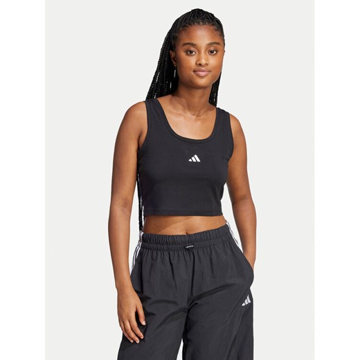 adidas Top Essentials Small Logo JE1321 Czarny Slim Fit ze sklepu MODIVO w kategorii Bluzki damskie - zdjęcie 182670675