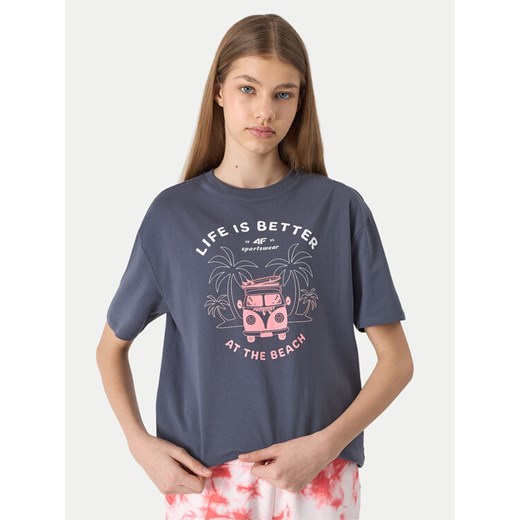 4F T-Shirt 4FJWSS24TTSHF1146 Szary Loose Fit ze sklepu MODIVO w kategorii Bluzki dziewczęce - zdjęcie 182670777
