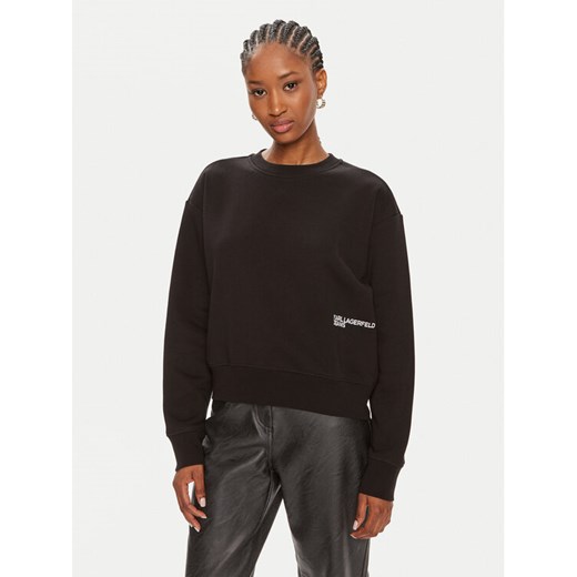 Karl Lagerfeld Jeans Bluza 245J1801 Czarny Regular Fit ze sklepu MODIVO w kategorii Bluzy damskie - zdjęcie 182671358