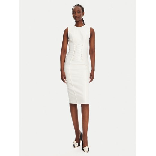 Elisabetta Franchi Sukienka koktajlowa AB76252E2 360 Biały Slim Fit ze sklepu MODIVO w kategorii Sukienki - zdjęcie 182671675