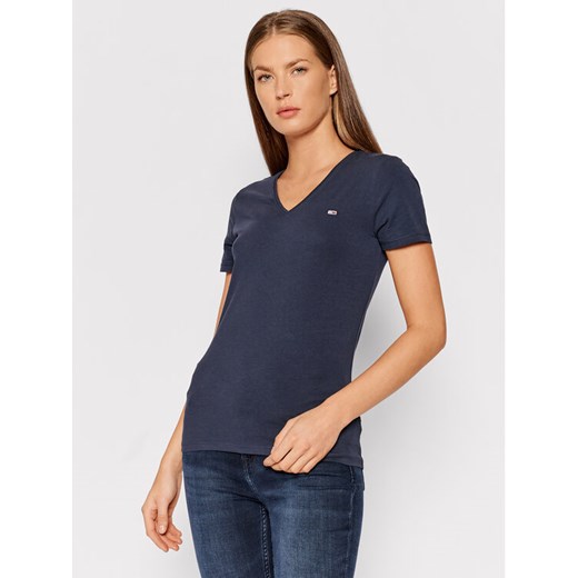Tommy Jeans T-Shirt Tjw Skinny Stretch DW0DW09197 Granatowy Slim Fit ze sklepu MODIVO w kategorii Bluzki damskie - zdjęcie 182671685