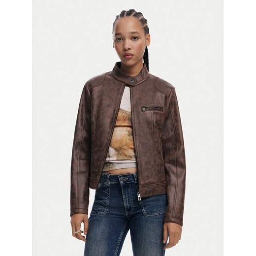 Desigual Kurtka skórzana 25SWEW46 Brązowy Regular Fit ze sklepu MODIVO w kategorii Kurtki damskie - zdjęcie 182671735