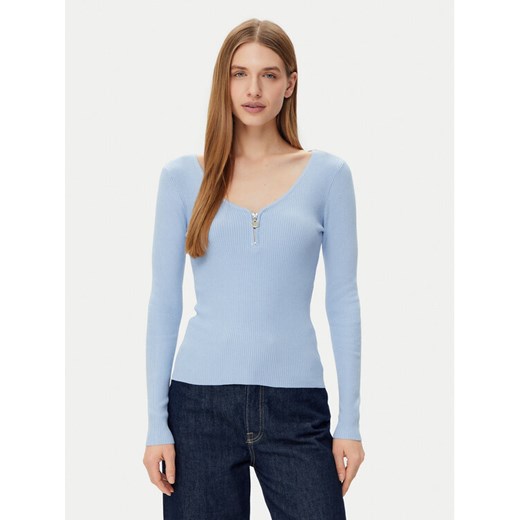 Morgan Sweter 232-MBANZA Błękitny Slim Fit ze sklepu MODIVO w kategorii Swetry damskie - zdjęcie 182671907
