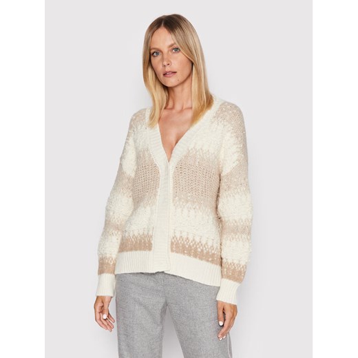 Peserico Kardigan S99777F03 Beżowy Relaxed Fit ze sklepu MODIVO w kategorii Swetry damskie - zdjęcie 182671987