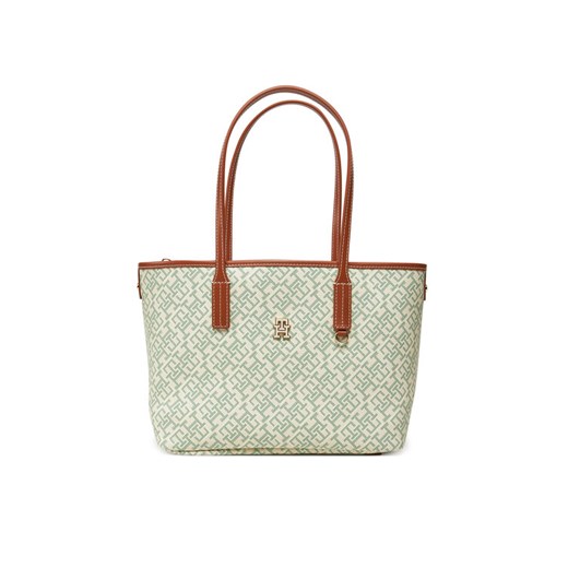 Tommy Hilfiger Torebka Th Monoplay Leather Mini Tote AW0AW17415 Zielony ze sklepu MODIVO w kategorii Torby Shopper bag - zdjęcie 182671998