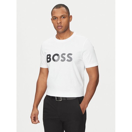 BOSS T-Shirt Tape Logo 50530990 Biały Regular Fit ze sklepu MODIVO w kategorii T-shirty męskie - zdjęcie 182672205