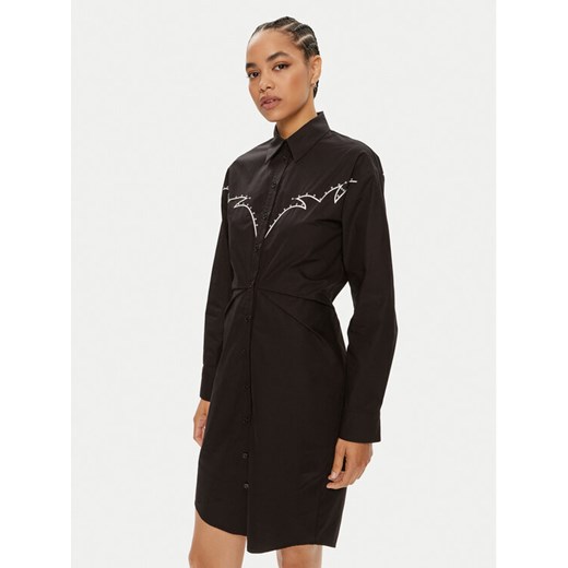 Pinko Sukienka koszulowa Actors 103737 A1XO Czarny Regular Fit ze sklepu MODIVO w kategorii Sukienki - zdjęcie 182672297