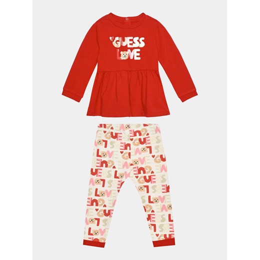 Guess Komplet bluzka i legginsy A3BG03 J1311 Czerwony Regular Fit ze sklepu MODIVO w kategorii Komplety niemowlęce - zdjęcie 182672447